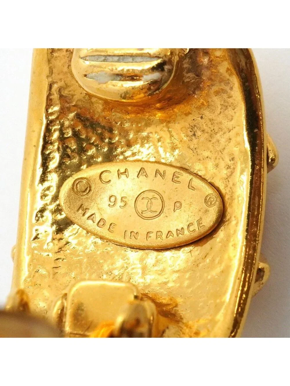 Chanel Earrings Vintage CC Logo Gold Plated